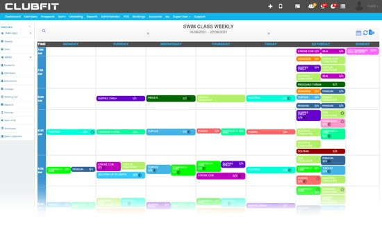 Swim School Software Timetable